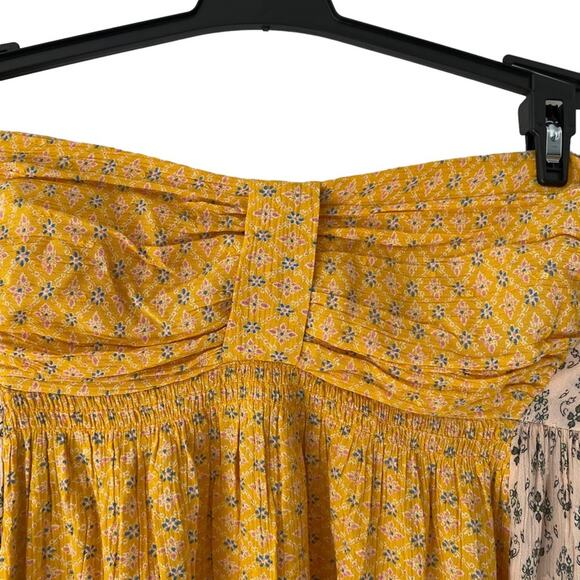 Free People Across The Sea Strapless Yellow Patchwork Tunic Mini Dress medium - Picture 4 of 9